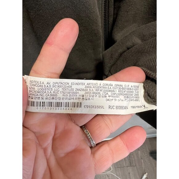 Zara Men Zip up sweatshirt Jacket size large - Picture 5 of 6